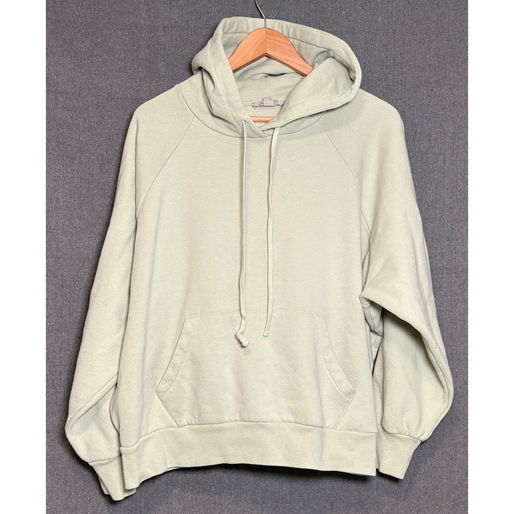 AllSaints Sage Green Embossed Logo Hoodie Oversized Sweatshirt Large